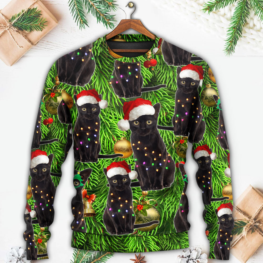Black Cat Christmas Merry Xmas Sweater For Festive Family Events Casual Wear And Holiday Gift Giving