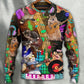 Cat Rocker Music Sweater For Live Events Travel And Relaxed Creative Outfits