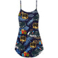 Police Christmas Pattern Merry Holiday V-Neck Sleeveless Cami Dress For Vacations And Casual Warm Weather Wear