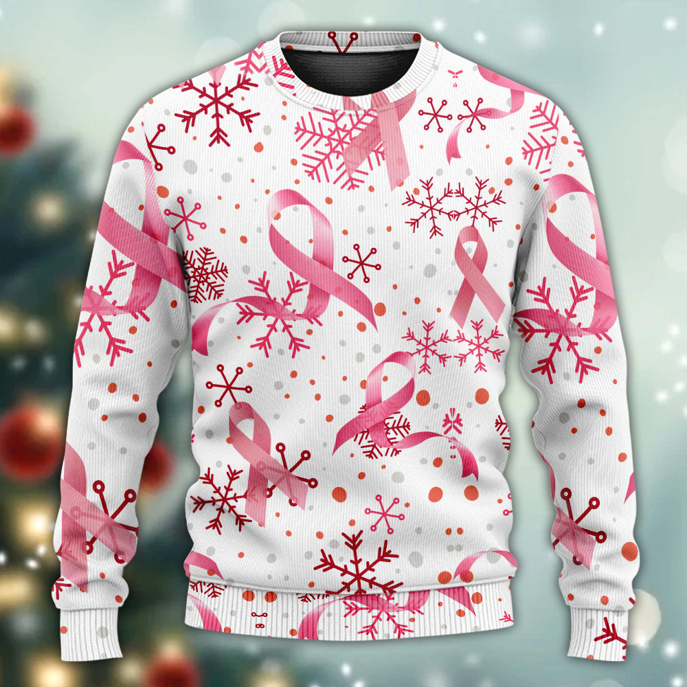 Breast Cancer Pink Ribbon Merry Christmas Sweater For Holiday Parties Family Gatherings And Seasonal Gift Giving