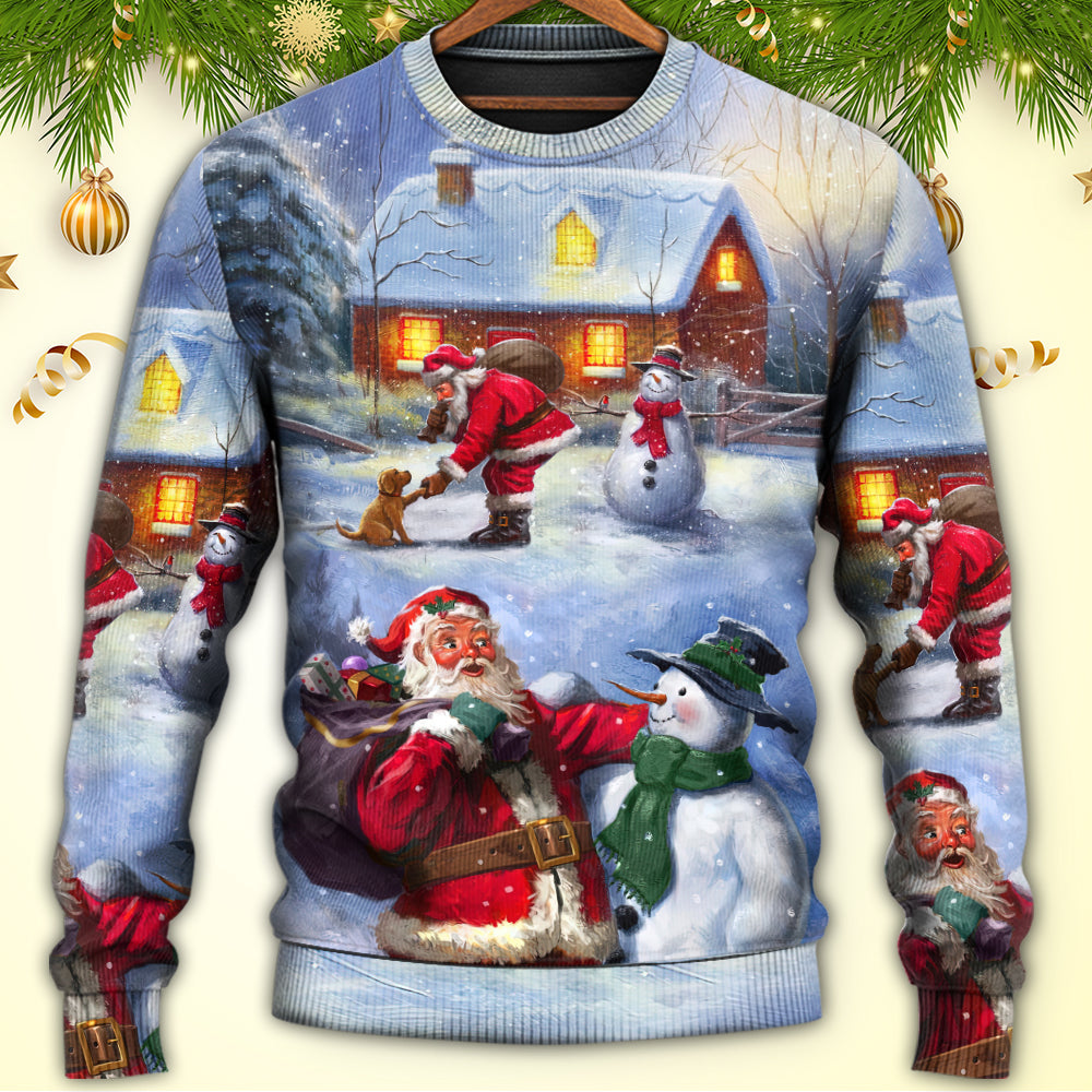 Christmas Santa Snowman Village Sweater For Seasonal Parties Cozy Gatherings And Thoughtful Holiday Gifts