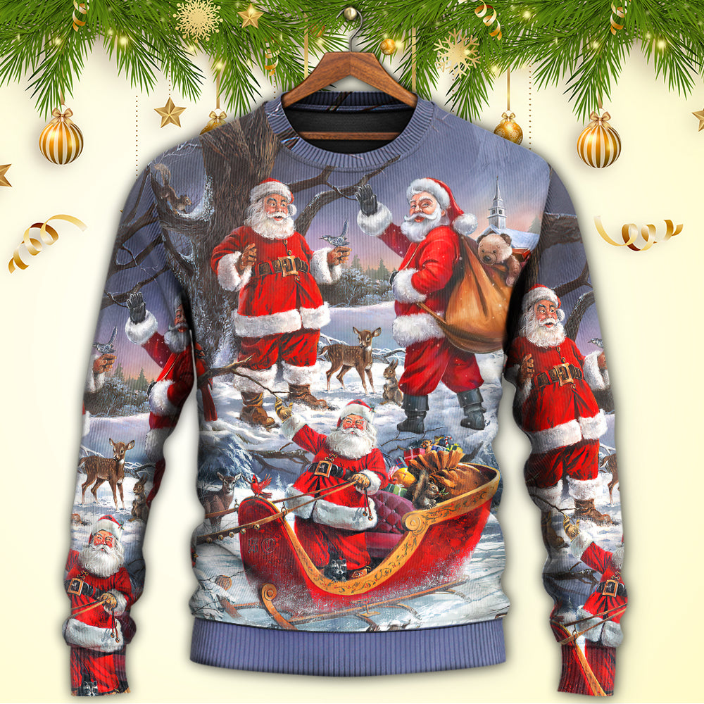 Christmas Funny Santa Happy Xmas Is Coming Sweater For Winter Parties Seasonal Adventures And Relaxed Everyday Styling