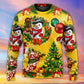 Christmas Funny Snowman Tree Yellow Glow Sweater For Festive Parties Family Photos And Comfortable Seasonal Wear