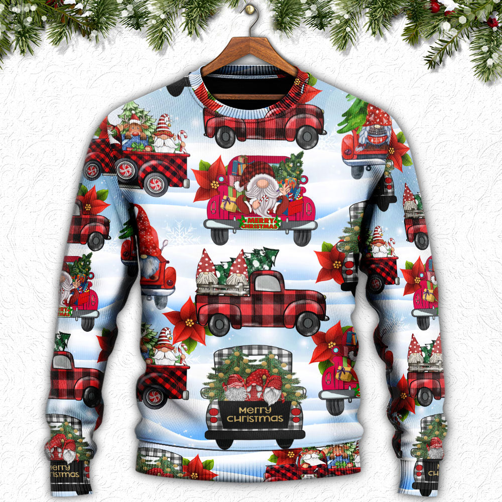 Gnome And Christmas Truck Merry Xmas Sweater For Holiday Parties Family Gatherings And Seasonal Gift Giving
