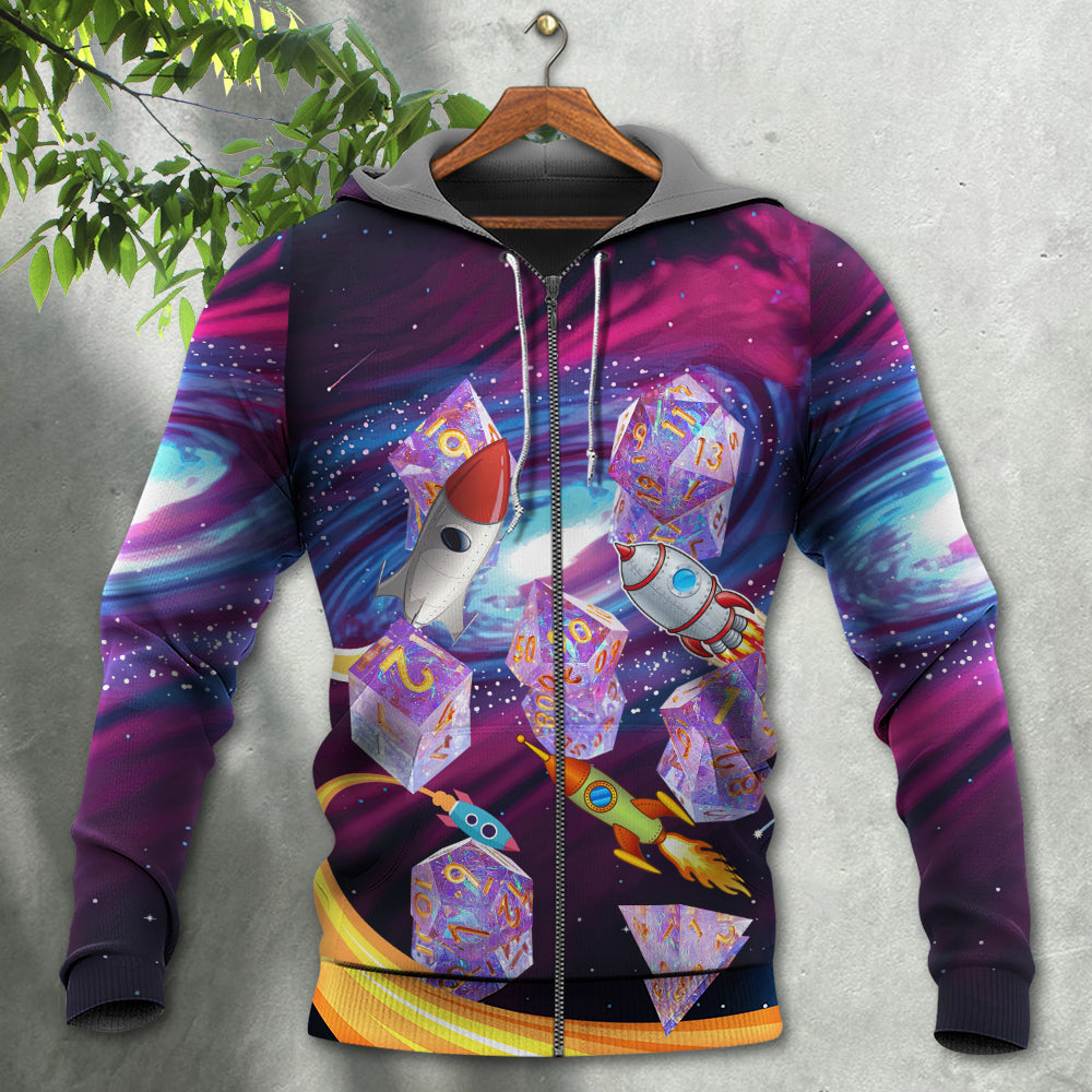 Galaxy Dice Space Adventure Theme Hoodie For Imaginative Art Fans Seasonal Events And Relaxed Style