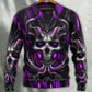 Dark Purple Fire Lightning Skull Sweater For Art Fans Travel Parties And Distinctive Casual Style