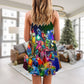Christmas Parrot Tropical Holiday Cheer V-Neck Sleeveless Cami Dress For Vacations And Casual Warm Weather Wear