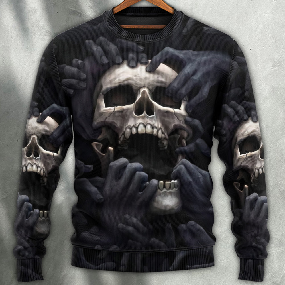Dark Screaming Skull Fantasy Sweater For Halloween Events Weekend Outings And Creative Gift Giving