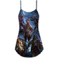 Halloween Zombie Dark Scary V-Neck Sleeveless Cami Dress For Summer Vacations Festivals And Casual Everyday Wear