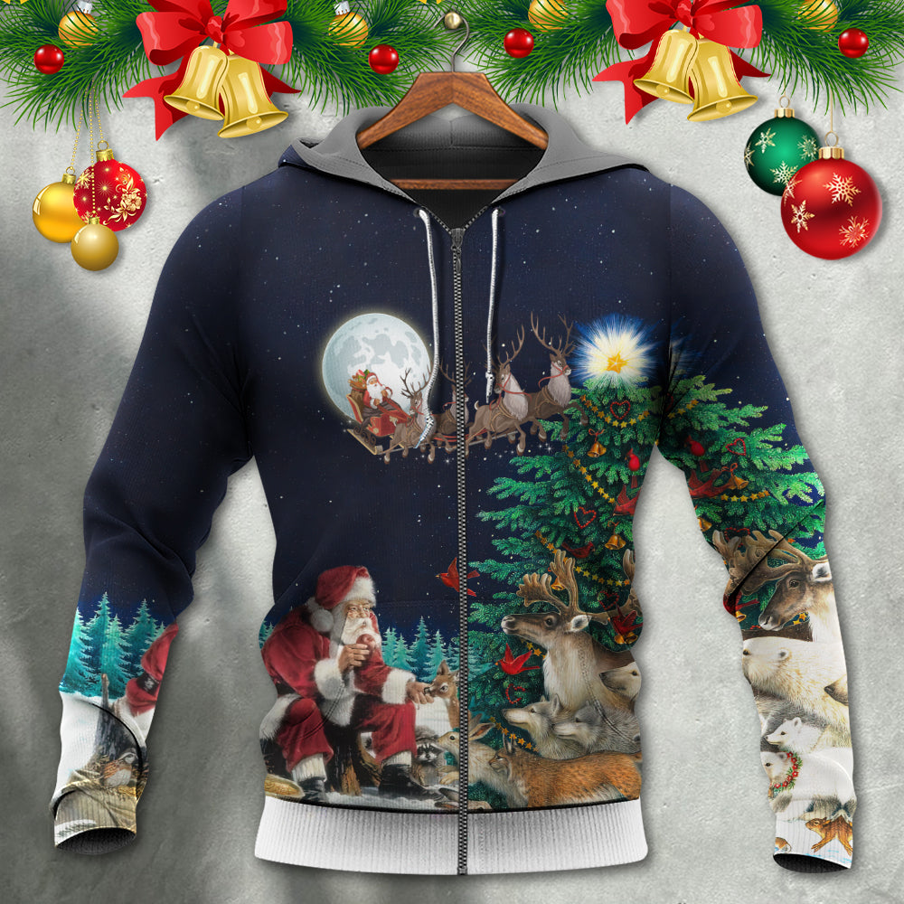 Christmas Santa Gift Night Hoodie For Festive Streetwear Winter Outings And Christmas Celebrations