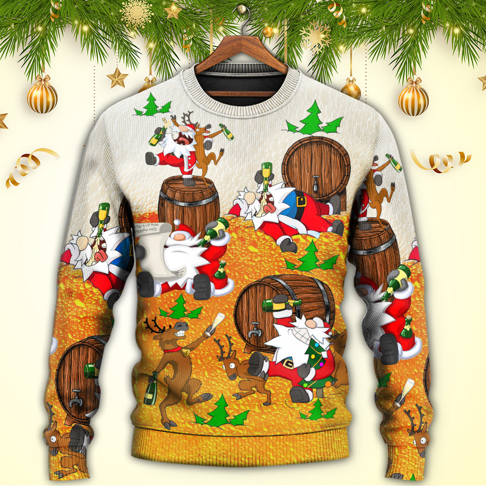 Christmas Santa Drunk Beer Funny Happy Holiday Sweater For Festive Parties Family Photos And Comfortable Seasonal Wear
