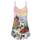 Farm Life Art Merry Christmas - V-neck Sleeveless Cami Dress - Owls Matrix LTD