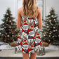 Christmas Cute Santa And Reindeer – Women's Summer Sleeveless V-Neck Camisole Dress