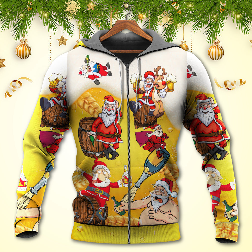 Funny Christmas Santa Beer Hoodie For Christmas Events Holiday Travel And Comfortable Casual Outfits