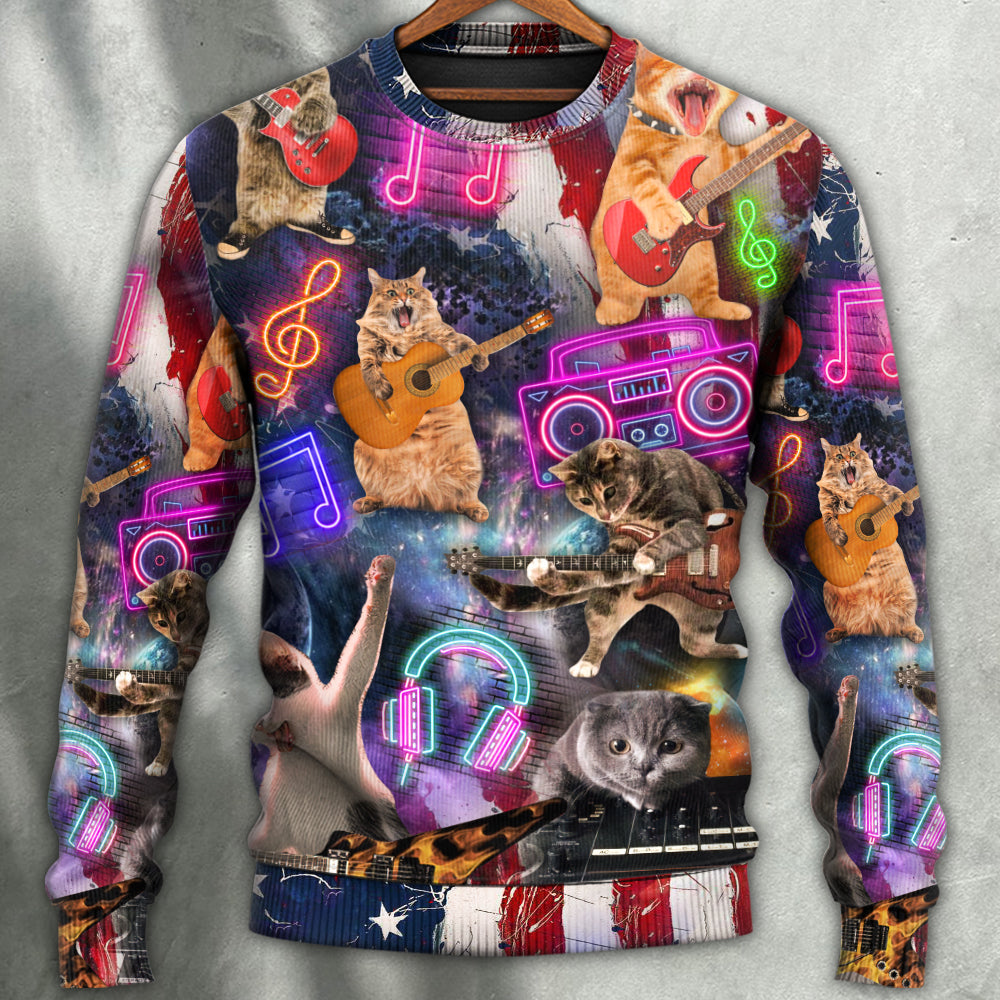 Cat Rocker Independence Day Sweater For Rehearsals Weekend Outings And Expressive Casual Styling