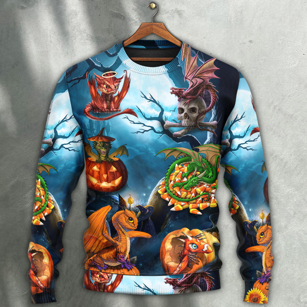 Halloween Dragon Pumpkin Night Sweater For Alternative Outfits Seasonal Events And Everyday Comfort