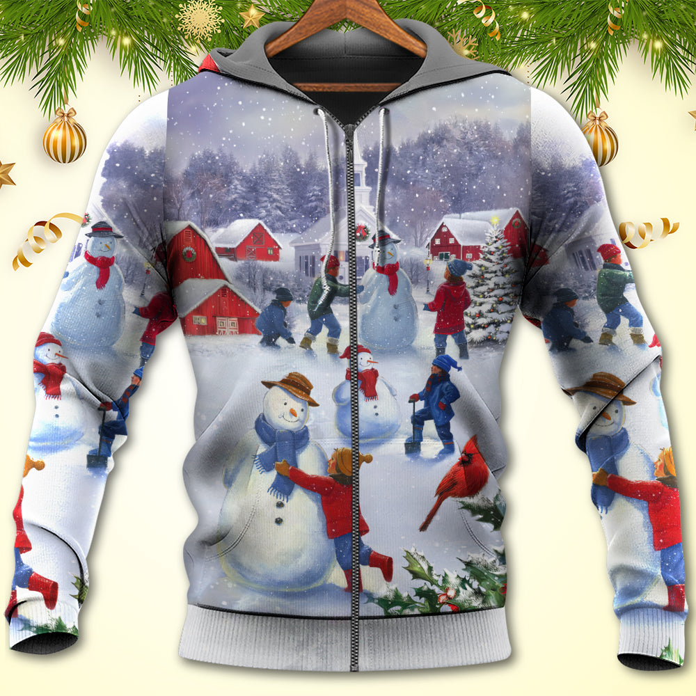 Christmas Children Love Snowman Town Hoodie For Christmas Events Holiday Travel And Comfortable Casual Outfits