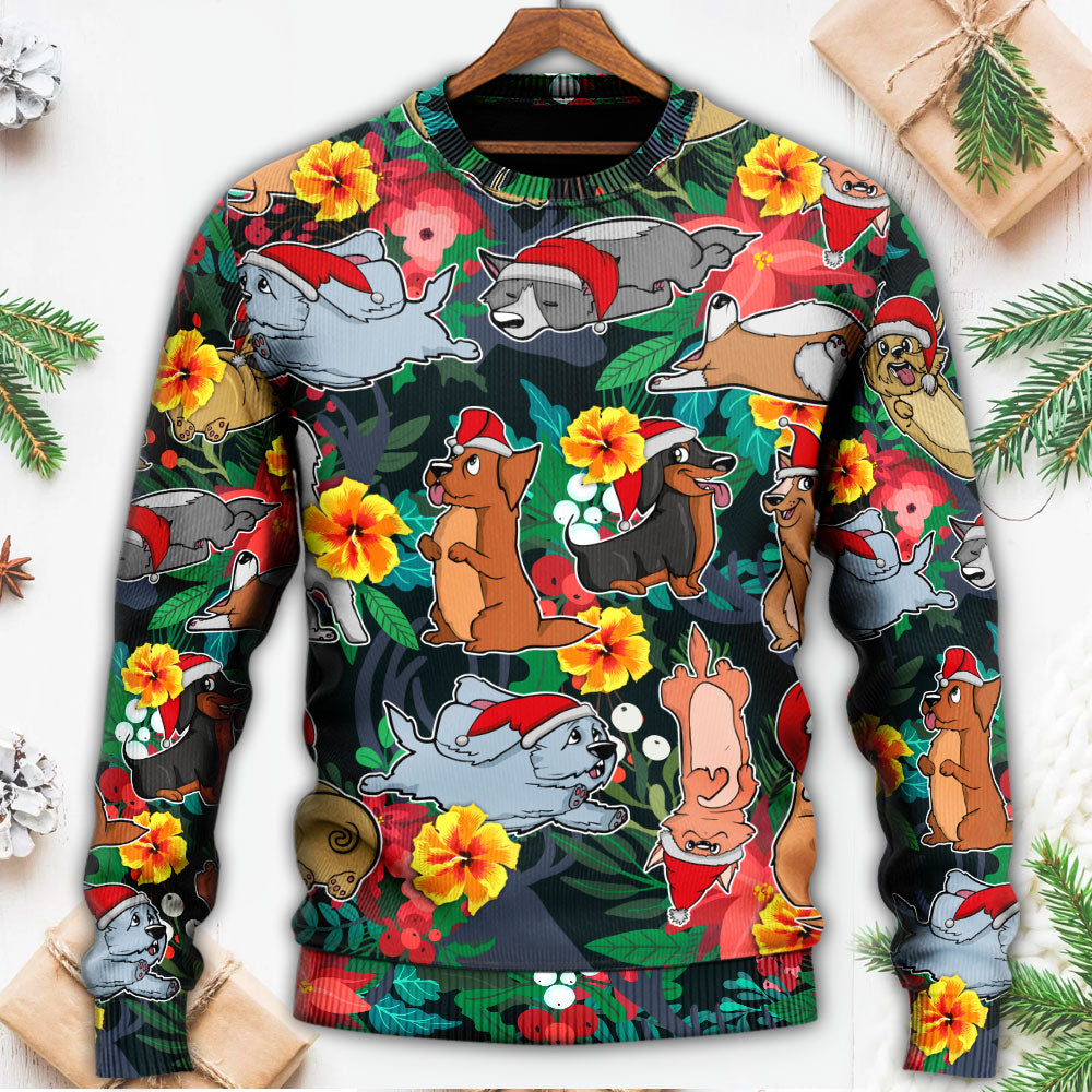 Christmas Dog Santa Merry Xmas Sweater For Festive Family Events Casual Wear And Holiday Gift Giving