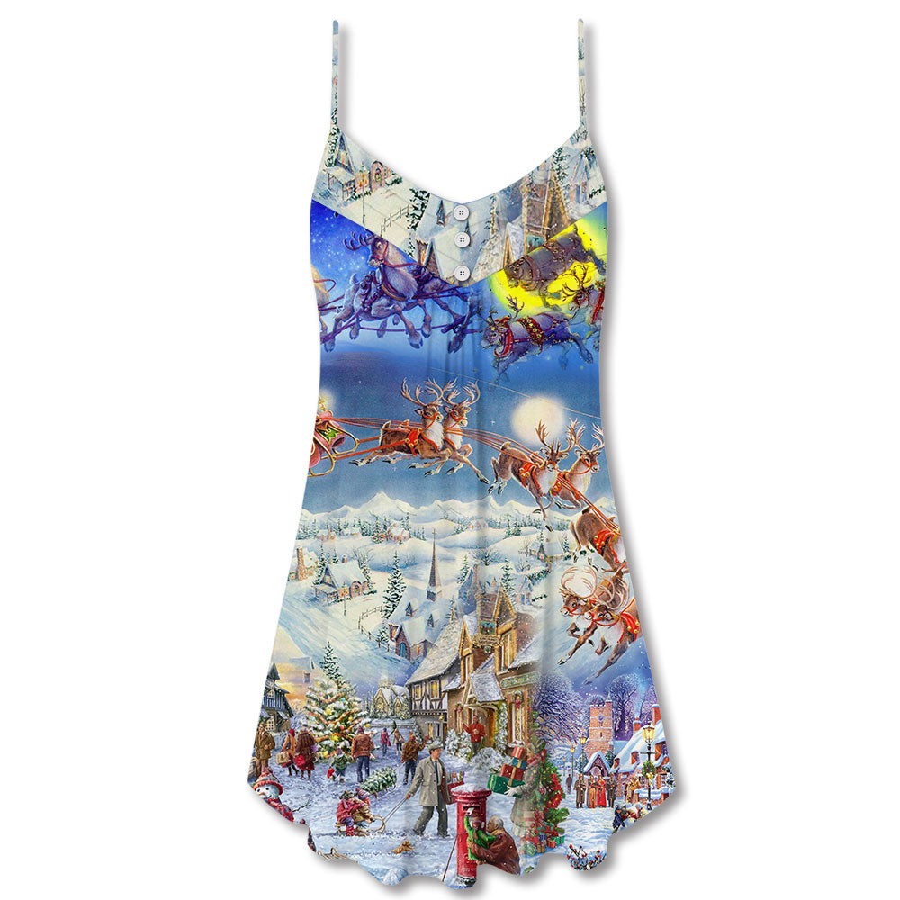 Christmas Be Santa Be Kind V-Neck Sleeveless Cami Dress For Festivals Travel And Relaxed Casual Summer Wear