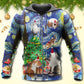 Christmas Cat Playing Starry Night Hoodie For Seasonal Parties Casual Wear And Thoughtful Holiday Gifts