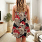 Gothic Skull Rose Raven V-Neck Sleeveless Cami Dress For Bold Summer Events Vacations And Artistic Casual Style