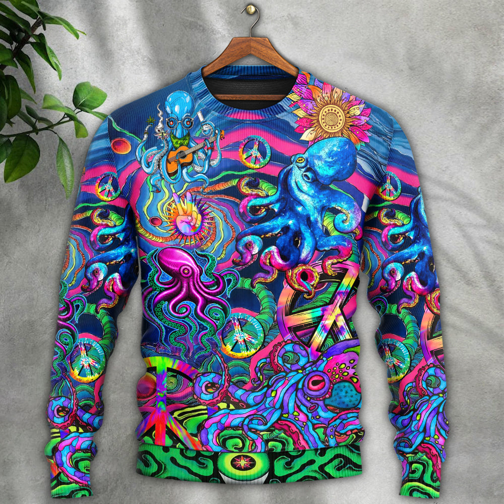 Hippie Octopus Colorful Tie Dye Sweater For Festival Adventures Vacations And Relaxed Daily Styling