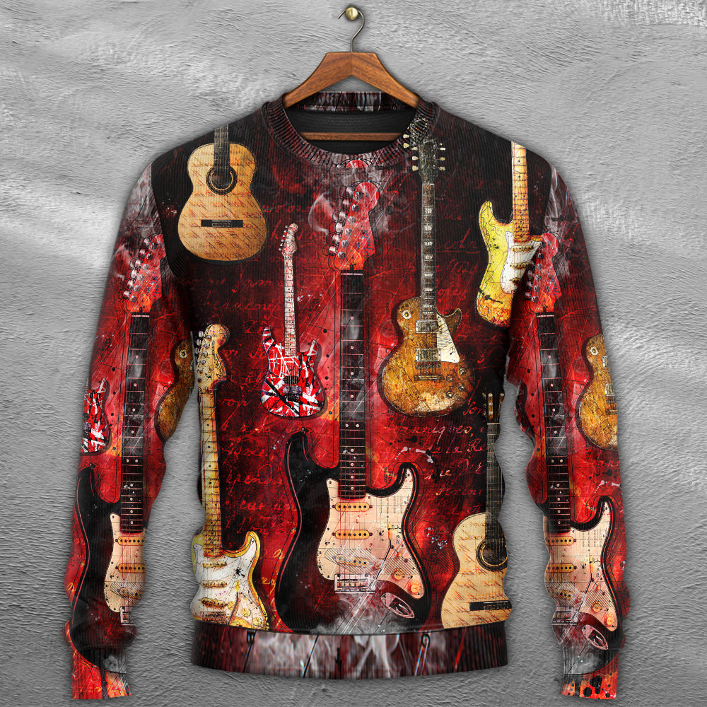 Halloween Abstract Guitar Sweater For Halloween Events Weekend Outings And Creative Gift Giving
