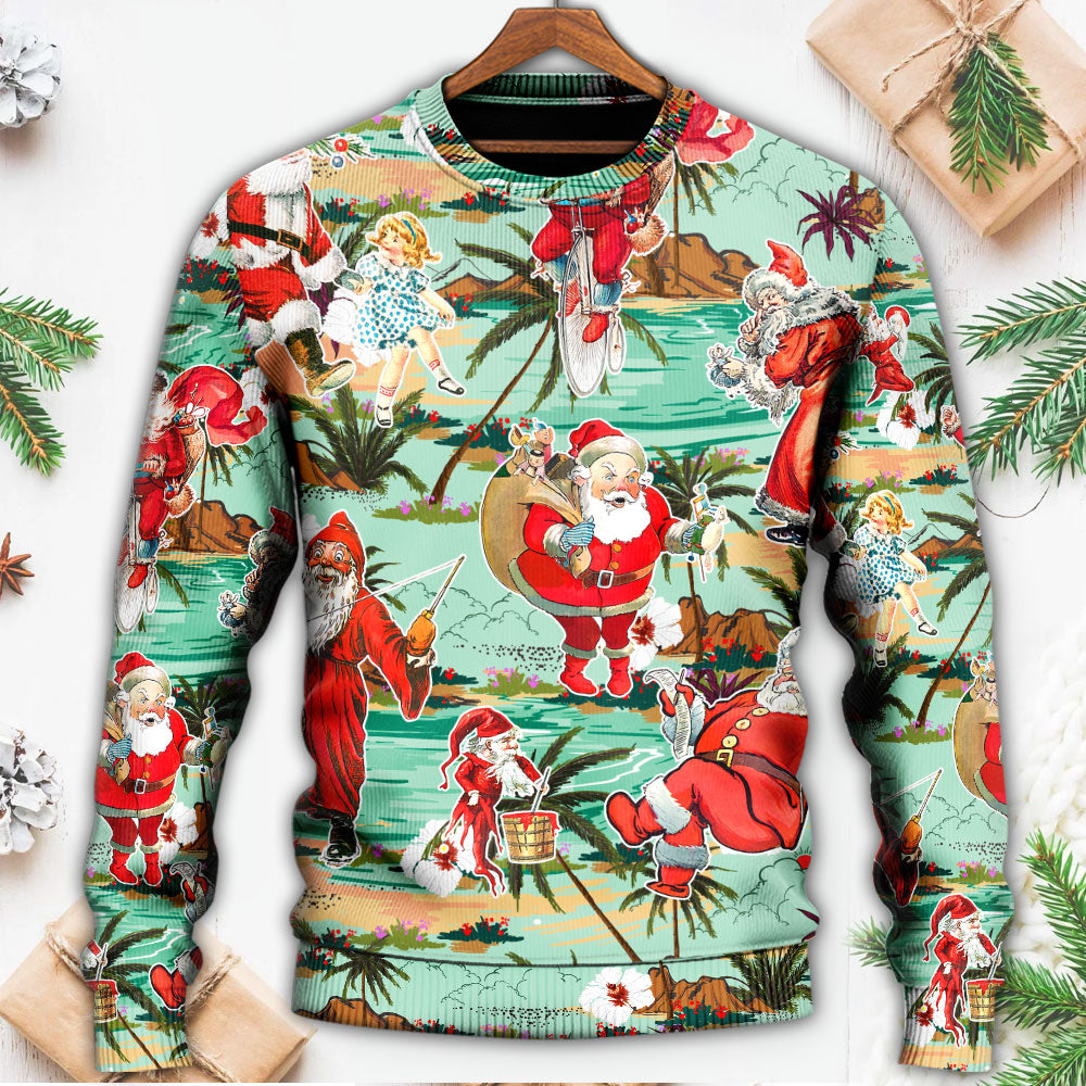 Christmas Santa Vacation Beach Joyful Sweater For Festive Events Weekend Outings And Comfortable Winter Style