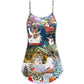 Dogs Snowy Night Merry Christmas V-Neck Sleeveless Cami Dress For Festive Events And Casual Summer Styling