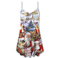 Christmas Santa Funny Quote V-Neck Sleeveless Cami Dress For Festive Events And Casual Summer Styling