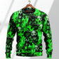 Green Flame Skull Burning Sweater For Alternative Outfits Seasonal Events And Everyday Comfort