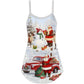 Santa Snow Gift Christmas V-Neck Sleeveless Cami Dress For Christmas Parties Travel And Bright Seasonal Fashion