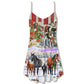 Christmas Farm Holiday Cheer To Everyone V-Neck Sleeveless Cami Dress For Vacations And Casual Warm Weather Wear