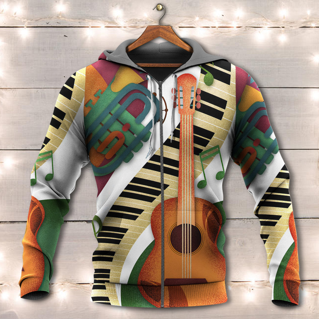 Vintage Classic Guitar Music Hoodie For Musicians Weekend Travel And Thoughtful Gift Giving