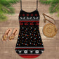 Nordic Warrior Red And White V-Neck Sleeveless Cami Dress For Festivals Travel And Relaxed Casual Summer Wear