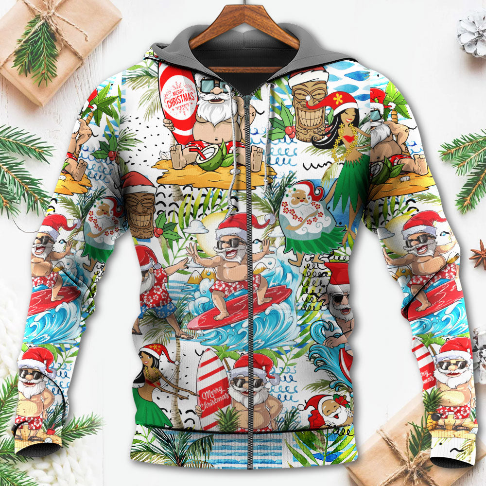Christmas Santa Aloha Beach Vibe Hoodie For Holiday Parties Weekend Outings And Cheerful Gift Giving