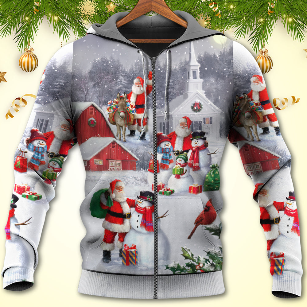 Christmas Santa Snowman Family Town Hoodie For Holiday Vacations Winter Events And Everyday Comfort