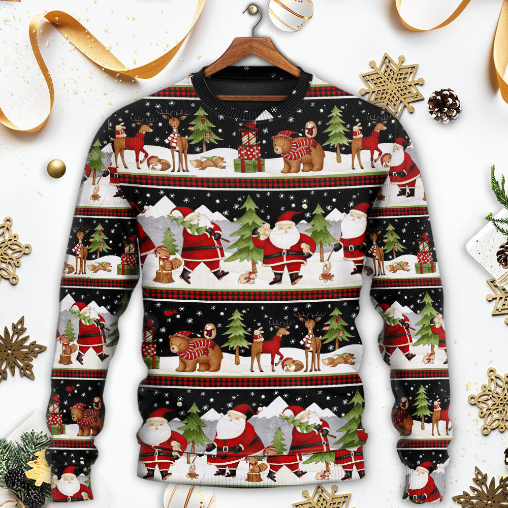 Christmas Happy Night With Santa Friends Sweater For Festive Parties Family Photos And Comfortable Seasonal Wear