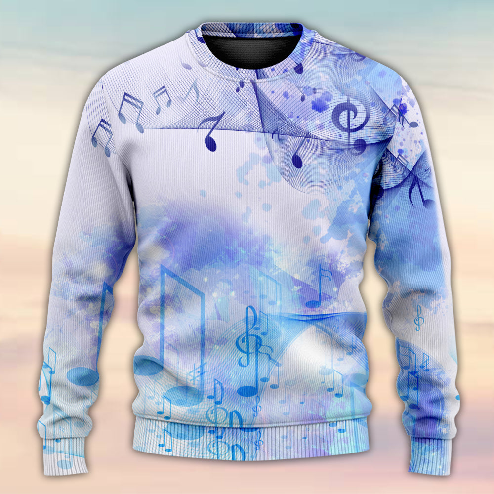 Watercolor Music Notes Sweater For Live Events Travel And Relaxed Creative Outfits