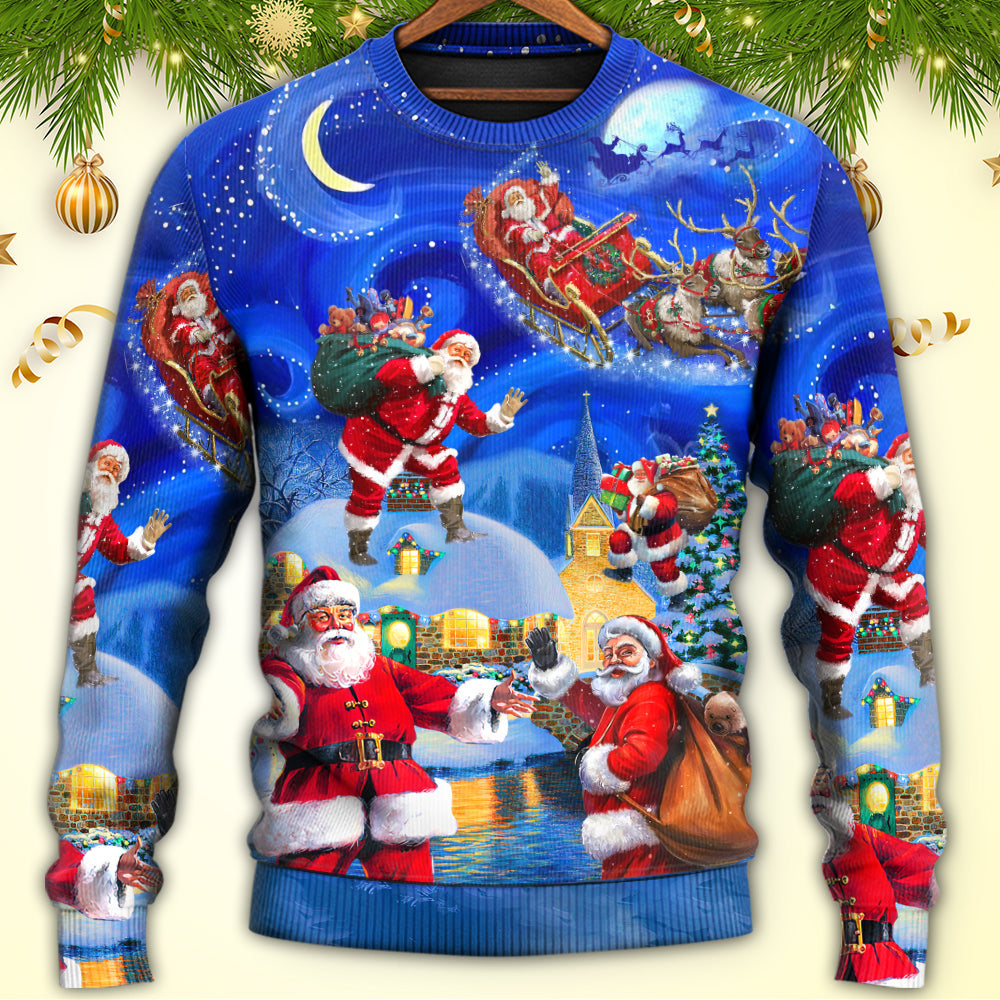 Christmas Santa In Town Magic Night Sweater For Family Gatherings Winter Travel And Everyday Seasonal Comfort