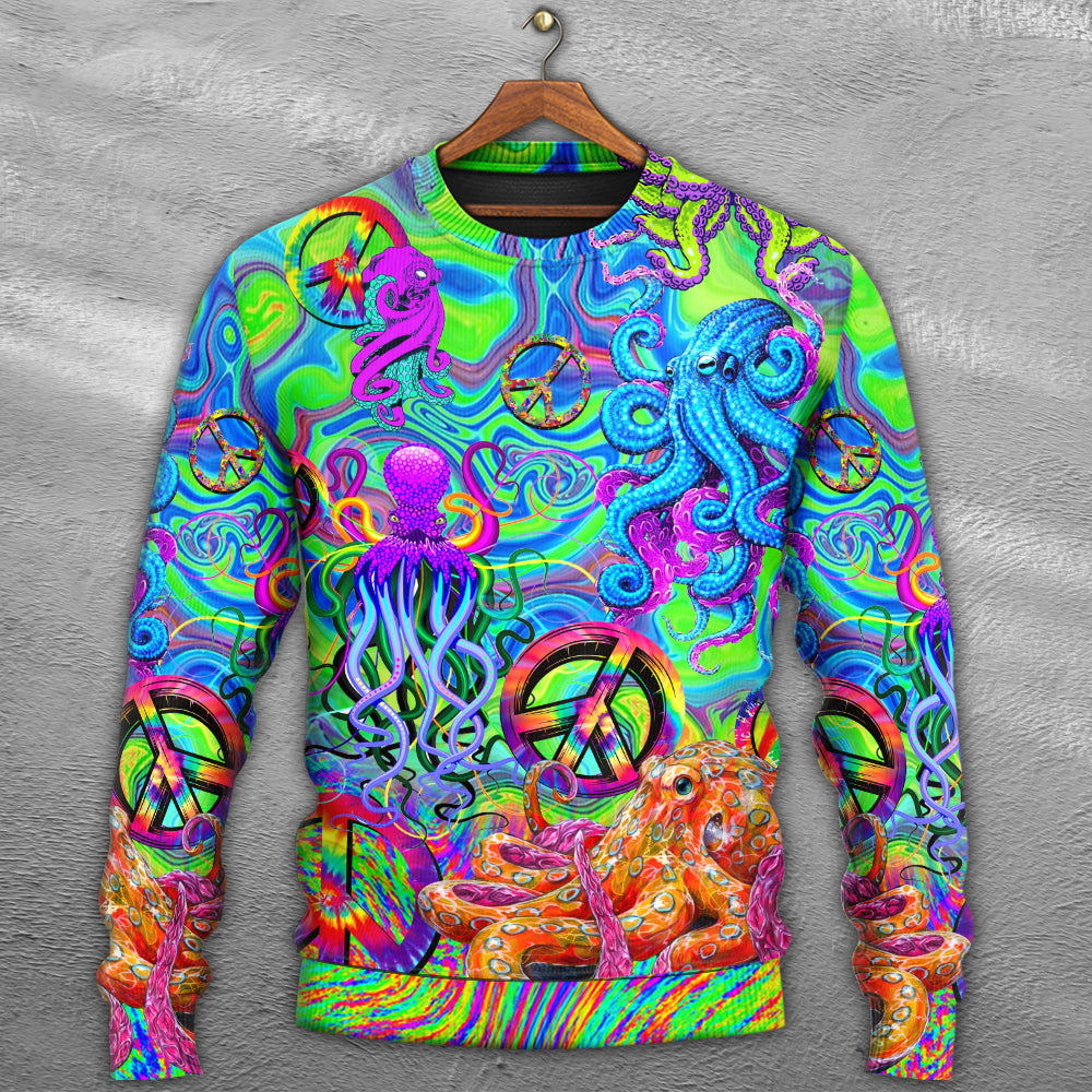 Hippie Funny Octopus Colorful Tie Dye Sweater For Colorful Outfits Weekend Events And Thoughtful Gift Giving