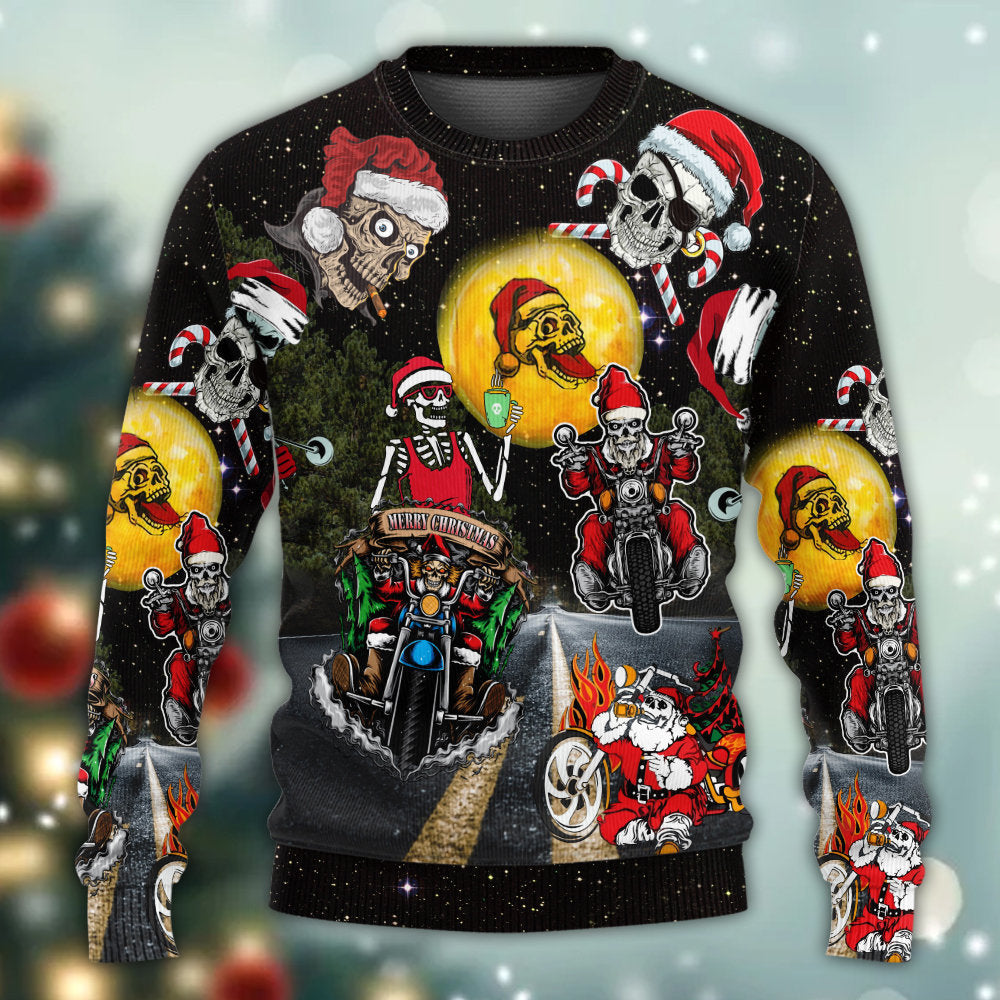 Skull Santa Racing Christmas Sweater For Seasonal Parties Cozy Gatherings And Thoughtful Holiday Gifts