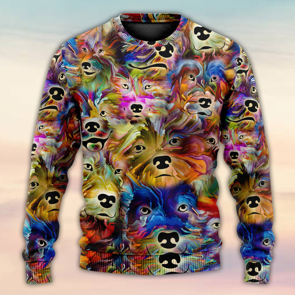 Dog Memory Painting Sweater For Outdoor Activities Weekend Trips And Relaxed Everyday Outfits