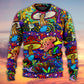 Hippie Mushroom Colorful Sweater For Boho Festivals Weekend Trips And Relaxed Casual Styling