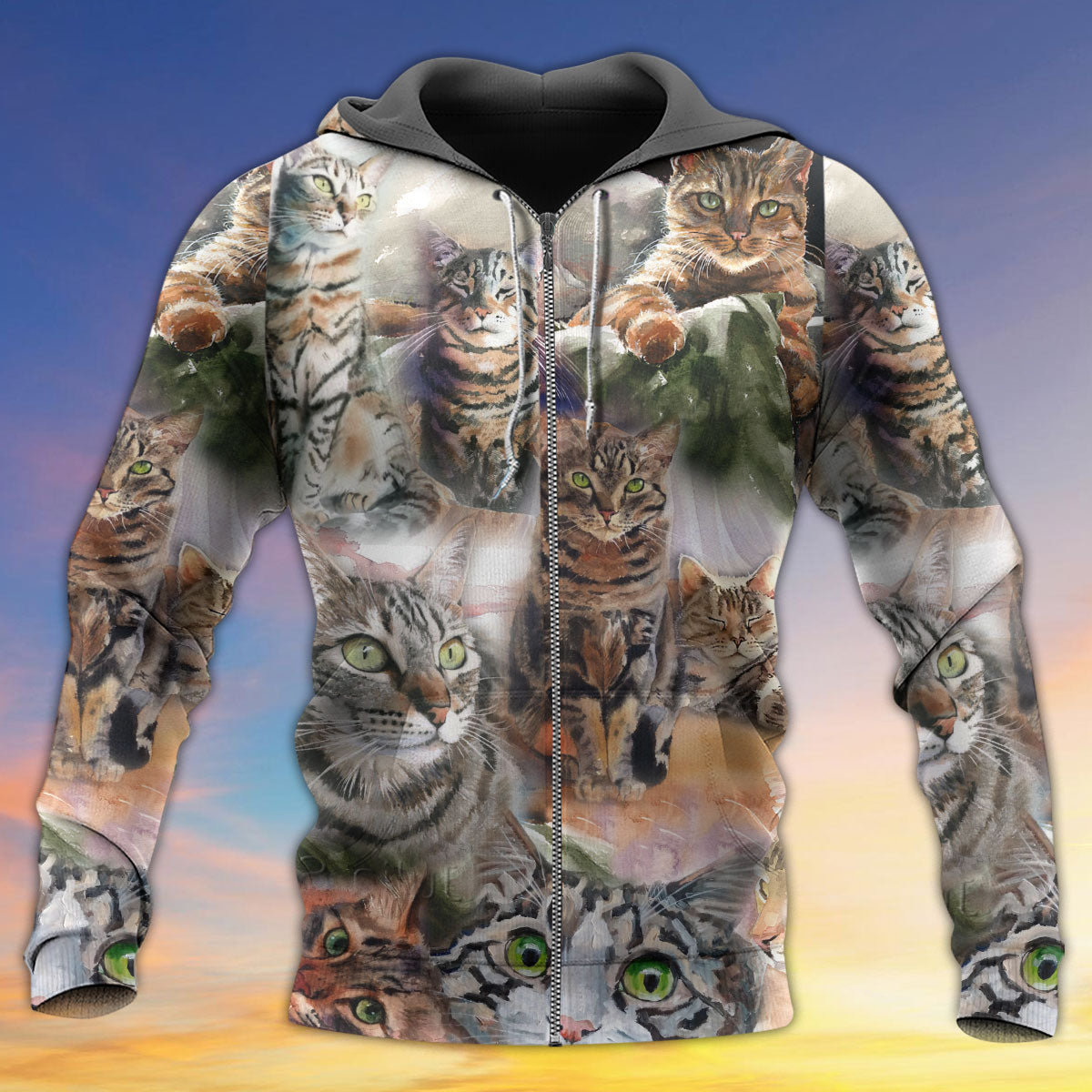 Tabby Cat Daily Portrait Hoodie For Nature Lovers Casual Travel And Comfortable Layering