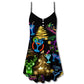 Christmas Celebration Neon Party V-Neck Sleeveless Cami Dress For Vacations And Casual Warm Weather Wear