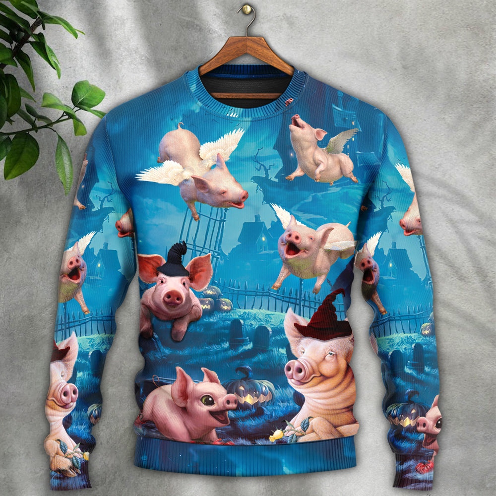Halloween Flying Pig Pumpkin Sweater For Halloween Events Weekend Outings And Creative Gift Giving