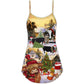 Christmas Cows Love Animals V-Neck Sleeveless Cami Dress For Festivals Travel And Relaxed Casual Summer Wear