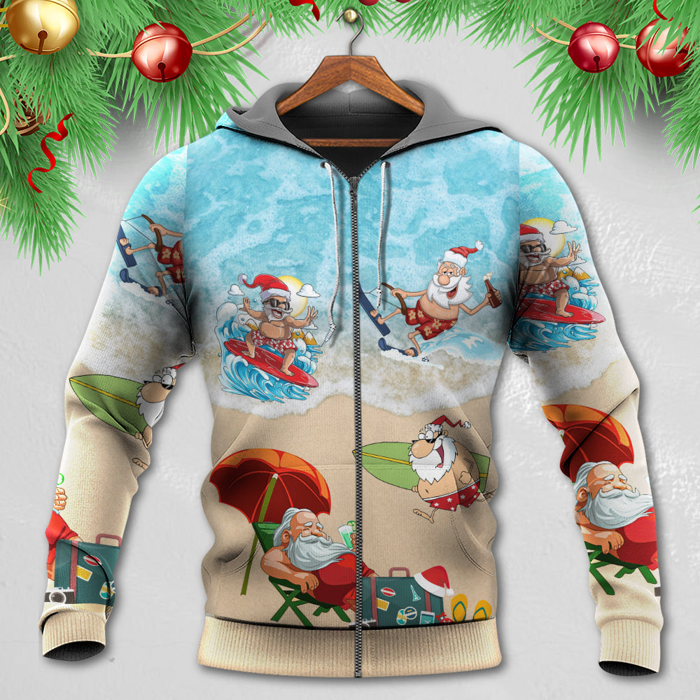 Santa Beach Christmas Fun Hoodie For Festive Days Casual Adventures And Thoughtful Seasonal Gifting