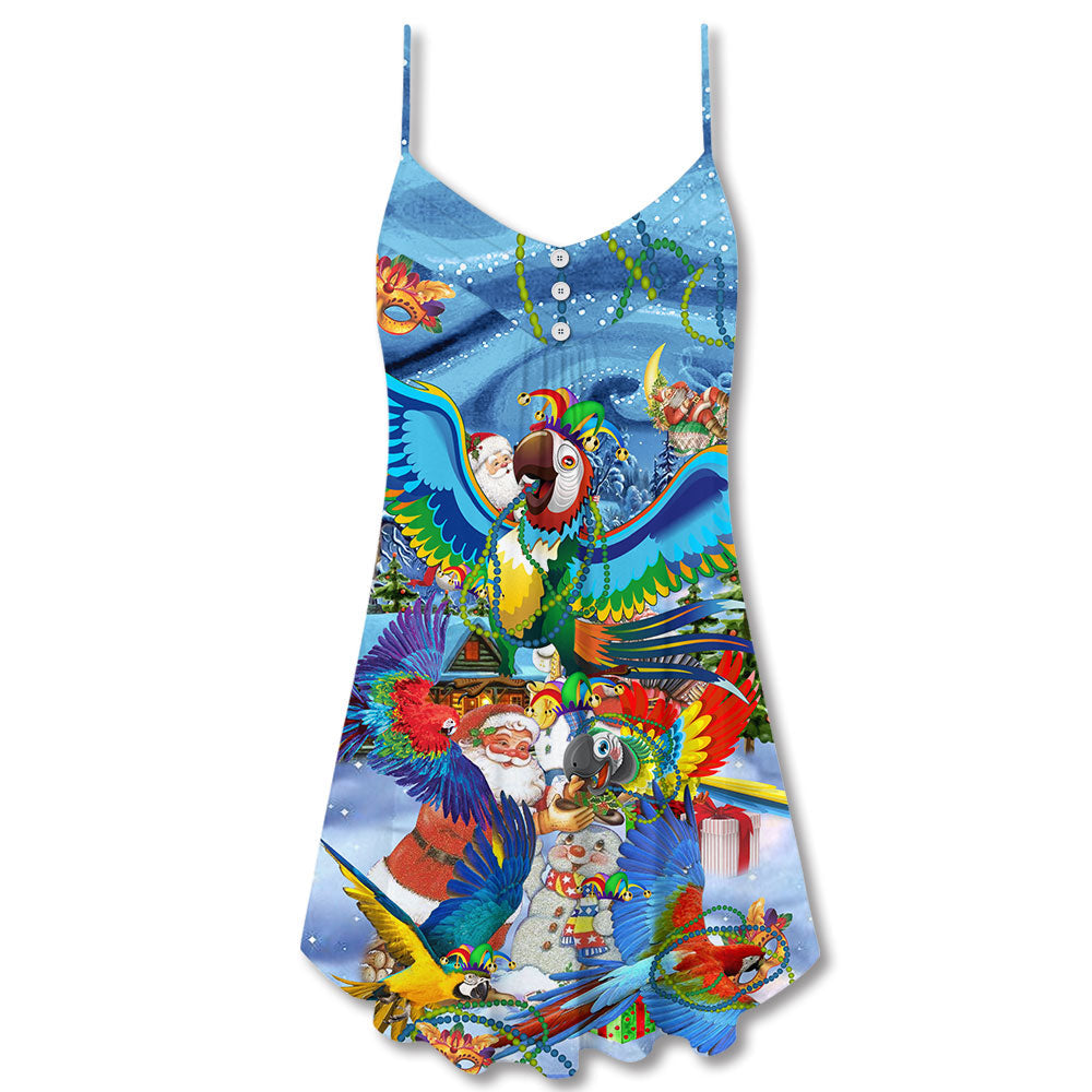 Parrot Pride Festival Christmas V-Neck Sleeveless Cami Dress For Festivals Travel And Relaxed Casual Summer Wear